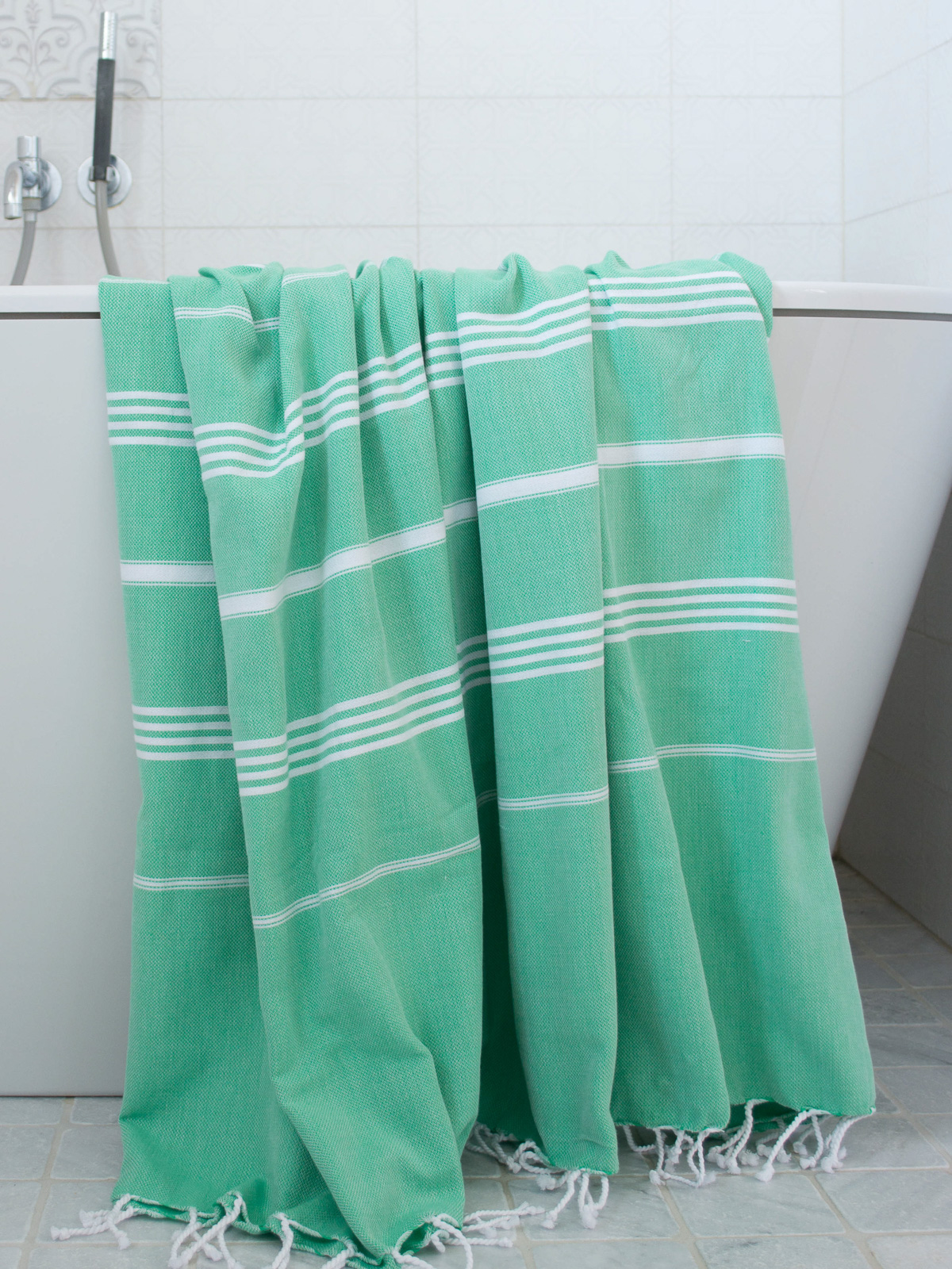 hammam towel jade/white